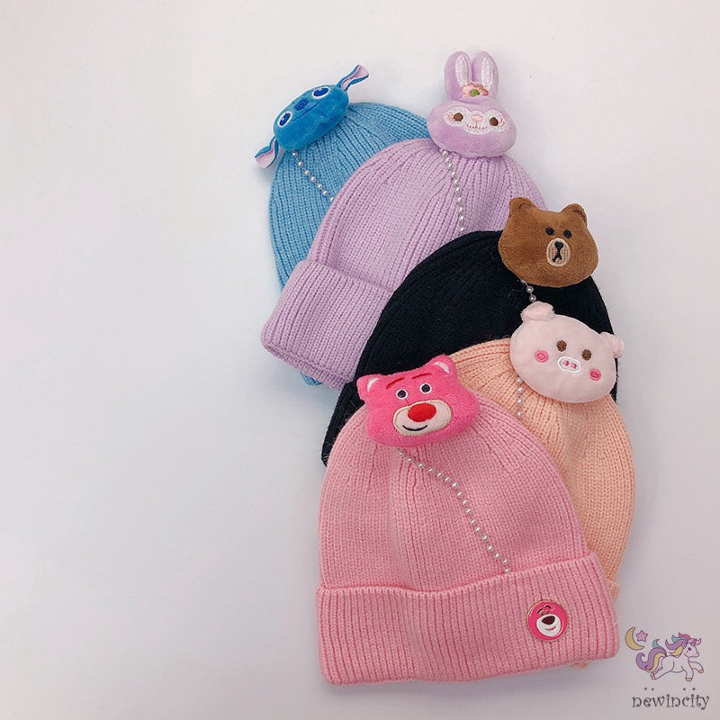 Mũ len họa tiết hoạt hình phong cách Hàn Quốc cho bé