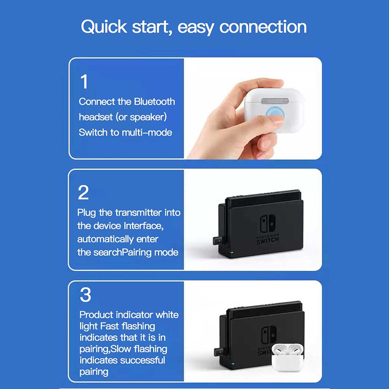 B53 USB Bluetooth Audio Transmitter BT5.0 Wireless Music Adapter Handsfree Call Dongle for PC Switch PS