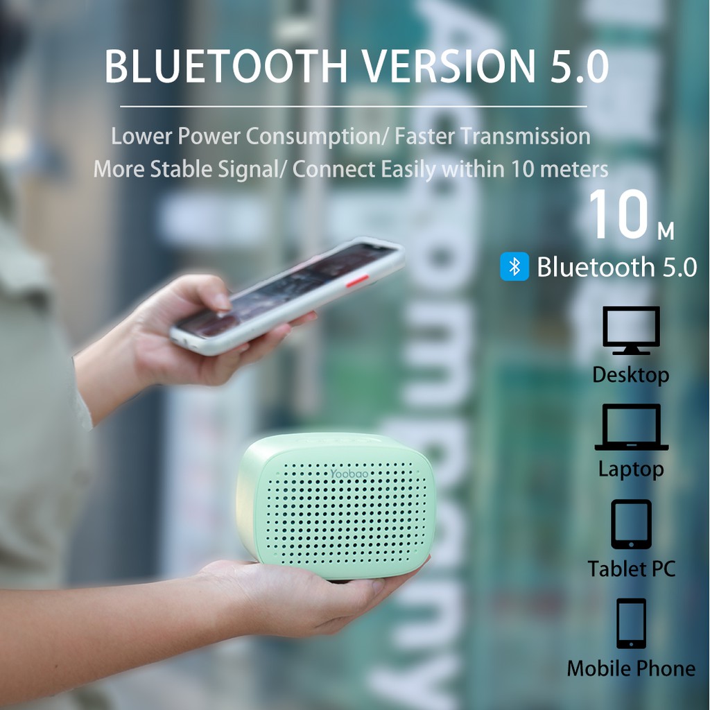 [Mã 2404EL10K giảm 10K đơn 20K] Loa bluetooth 5.0 mini Yoobao M2 hỗ trợ TWS, công suất 3W, pin 12 giờ - Hàng Chính Hãng