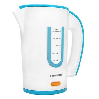 Ấm siêu tốc mini 0.5lit Tiross, kèm cốc nhựa chính hãng