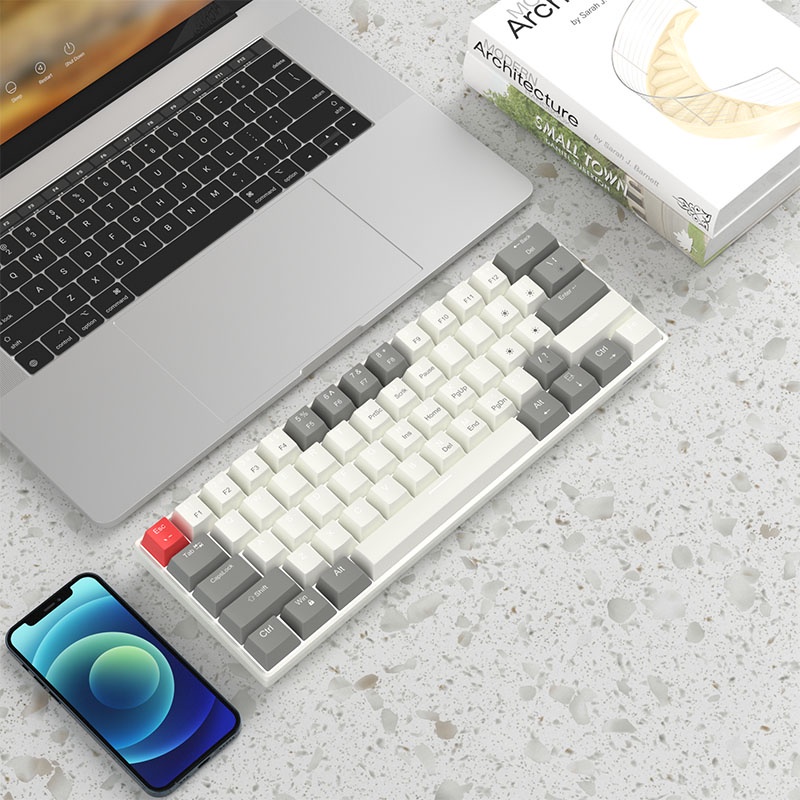 Bàn Phím Cơ Chơi Game Mini 60% Có Đèn LED Và Công Tắc Màu Xanh Dương / Đỏ Dành Cho Laptop Windows Mac