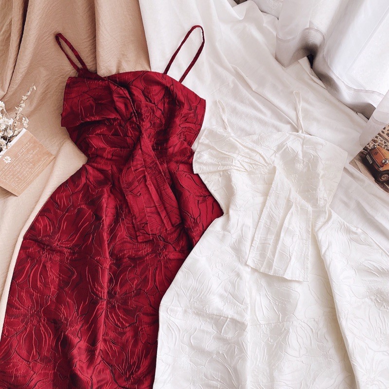 Đầm dự tiệc 🌷Hình thật 100%🌷Đầm đi tiệc 2 dây gấm hoa | BigBuy360 - bigbuy360.vn