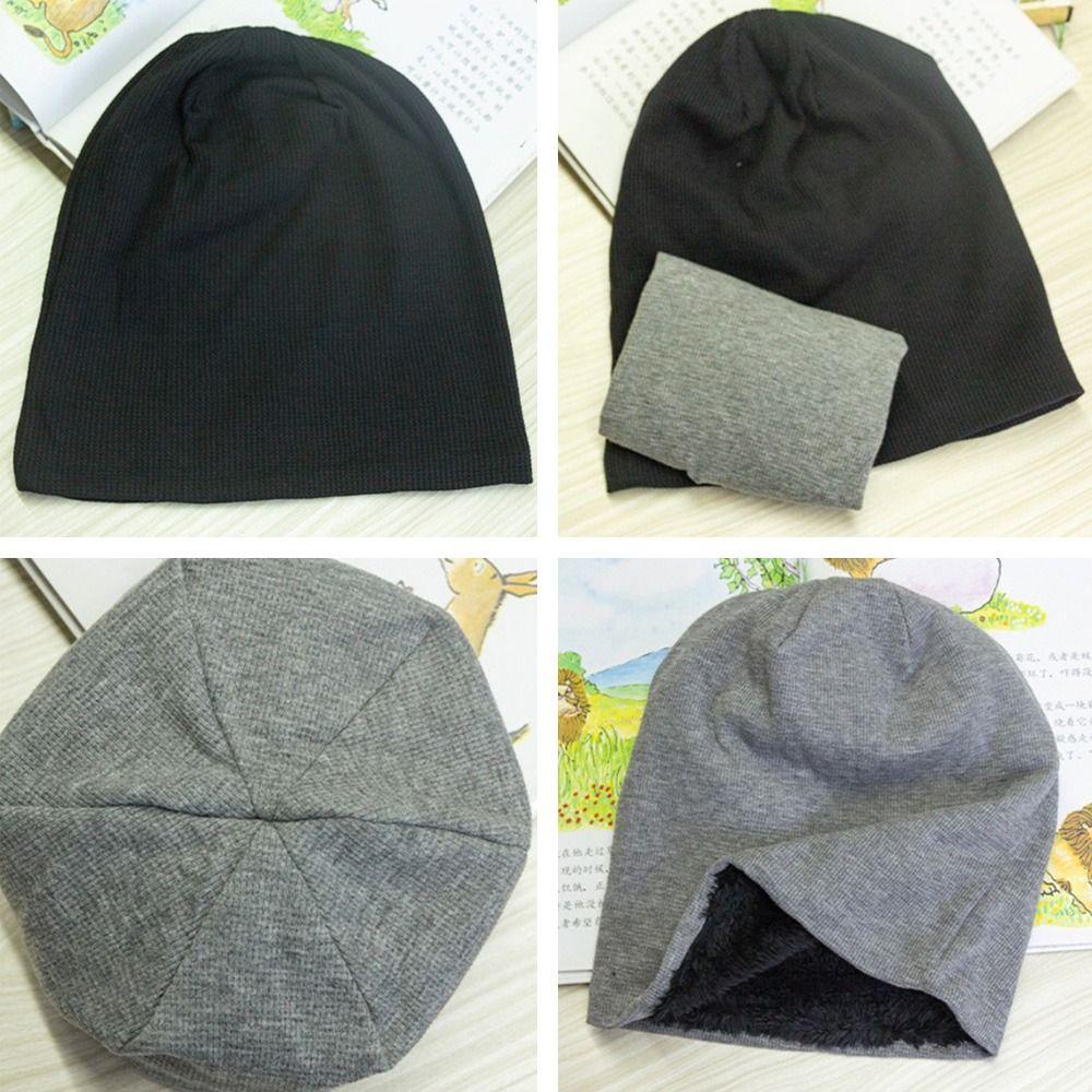 1 Mũ Beanie Dệt Kim Màu Trơn Dễ Thương Cho Nam / Nữ