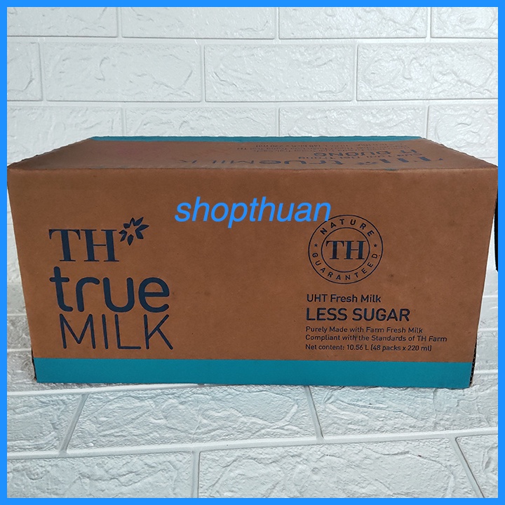 [HSD 7/8/22] Thùng 48 bịch sữa tươi tiệt trùng ít đường TH true MILK 220ml