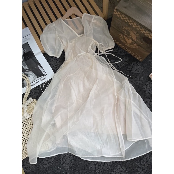 MAXI NUDE VOAN TƠ CỘT DÂY NƠ CHÉO TÀ