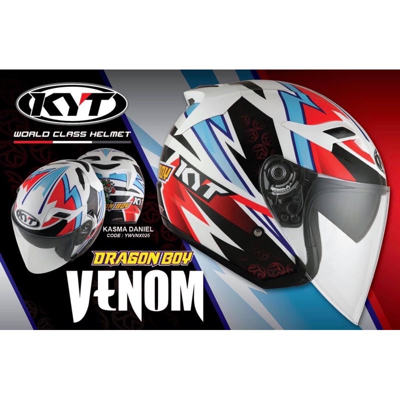 Mũ bảo hiểm KYT VENOM DRAGON BOY 3/4 2 kính