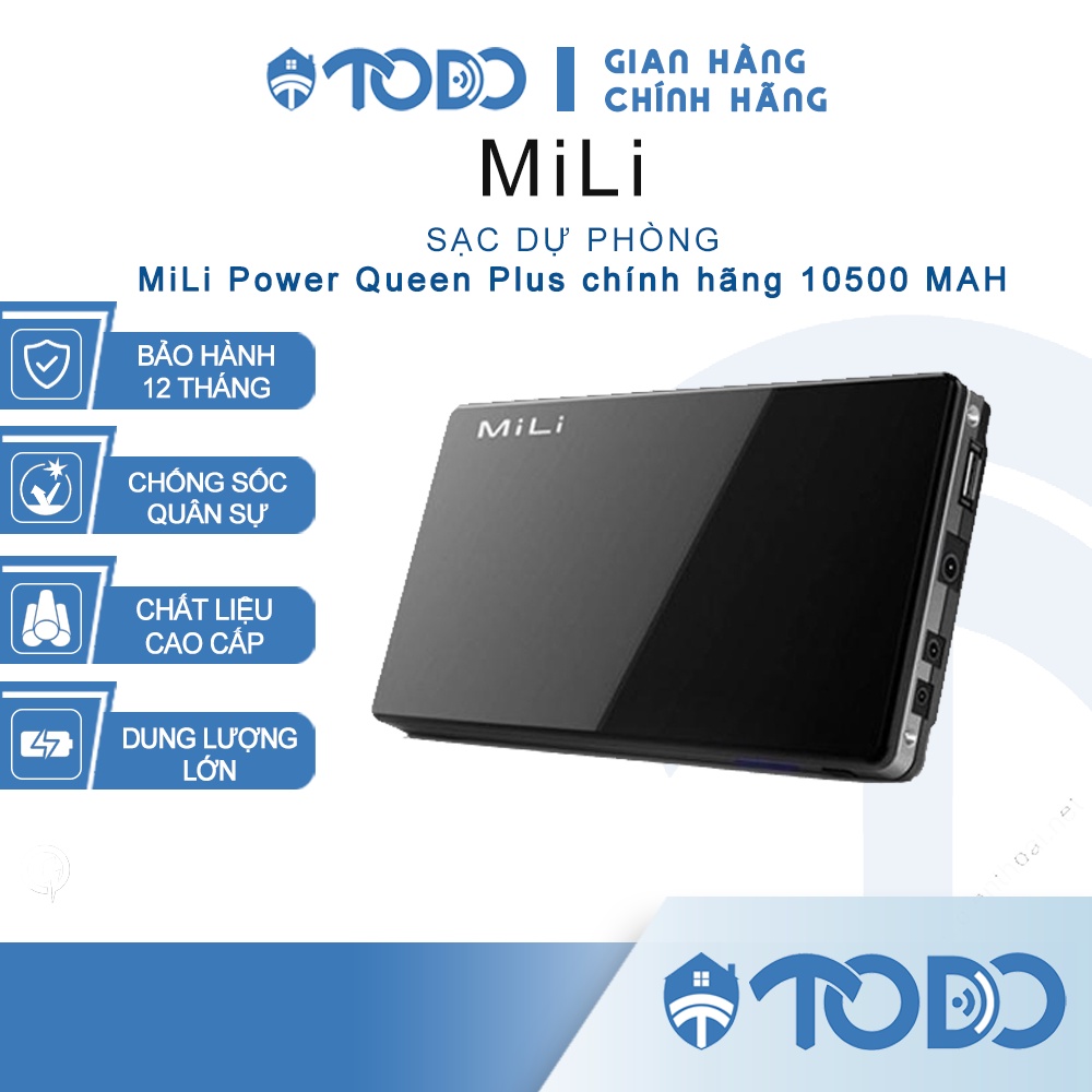 Sạc dự phòng 10.500mAh MiLi Power Queen Plus chính hãng