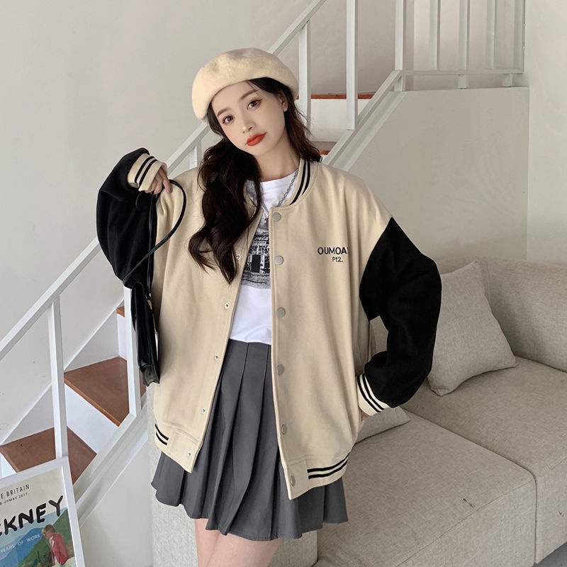 COZOK Áo khoác bóng chày tay dài thời trang