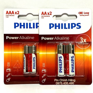 Mua Pin AA / AAA Philips Alkaline Siêu Bền Hàng Chính Hãng Vỉ 2 Viên