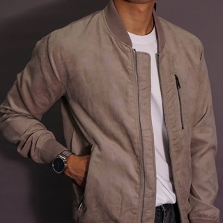 Áo khoác bomber da lộn 2 lớp