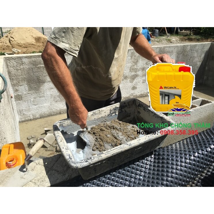 Sika latex TH bán lẻ 1 lít phụ gia chống thấm cho vữa,