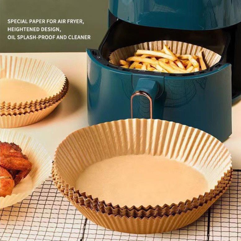 Set 50 Giấy nến vàng TRÒN khay lót nồi chiên không dầu -1 tệp 50 tờ cực tiện không gây hỏng nồi_giadung24h