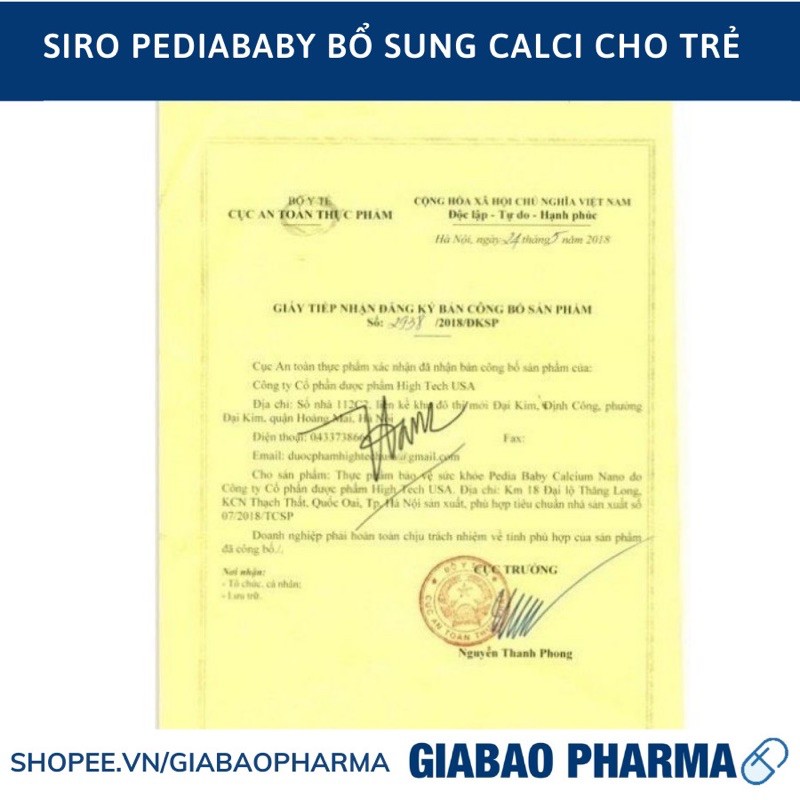 Siro PEDIABABY bổ sung calci cho trẻ, cải thiện tình trạng còi xương ở bé – Hộp 20 ống | BigBuy360 - bigbuy360.vn