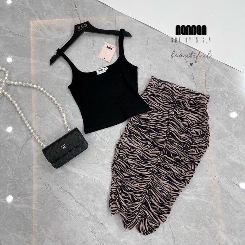 [Mã FAGREEN245 giảm 10% tối đa 30K đơn 99K] Set Áo Ba lỗ Chân Váy Dúm Vằn Cho Nữ | BigBuy360 - bigbuy360.vn