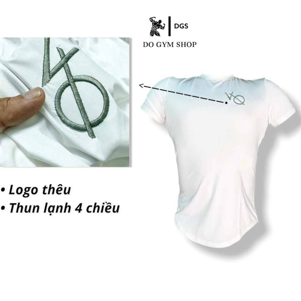 Áo thể thao nam DO GYM SHOP form ôm body logo thêu, thun lạnh 4 chiều thoáng mát