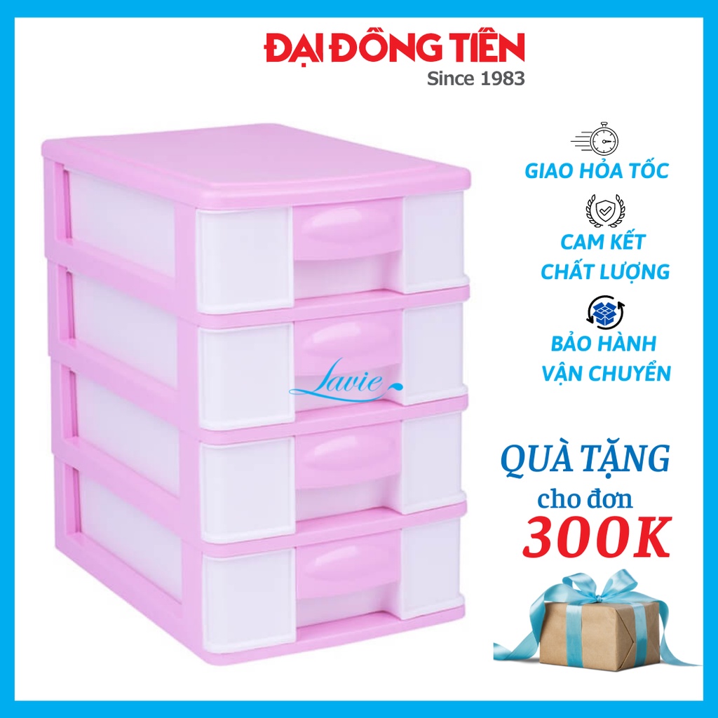 Tủ nhựa 4 ngăn kéo đa năng đựng vật dụng để bàn tiết kiệm không gian Đại Đồng Tiến