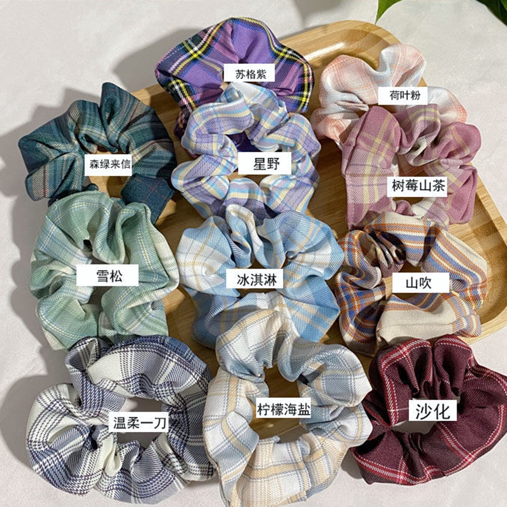 Dây Buộc Tóc Họa Tiết Ca Rô Phong Cách Hàn Quốc Xinh Xắn Dành Cho Nữ