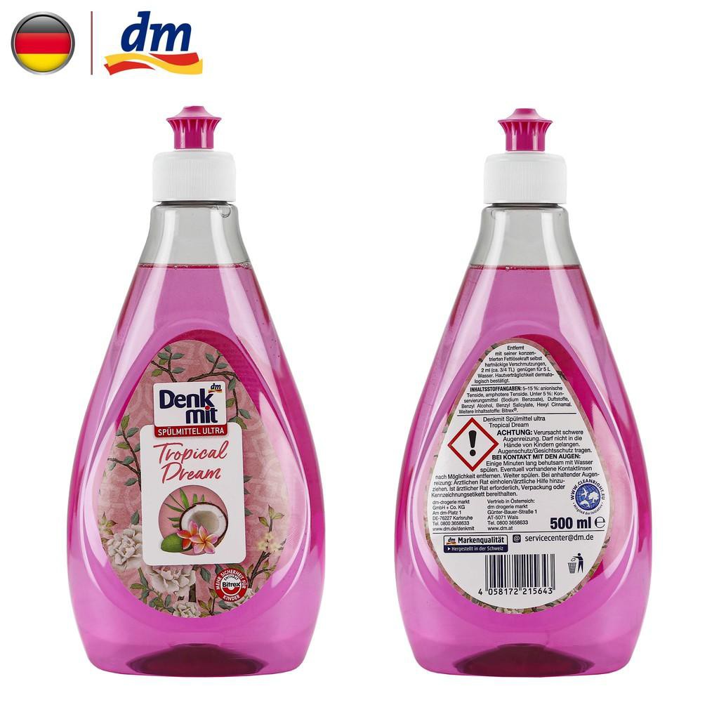 Nước rửa bát Denkmit 500ml hàng Đức, nửa rửa chén an toàn cho da tay hương thơm tự nhiên