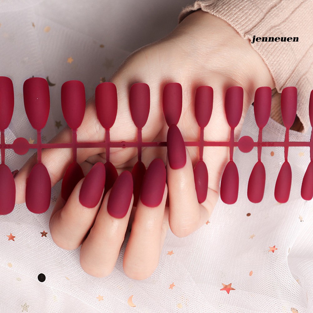 Set 24 Móng Tay Giả Trang Trí Bắt Mắt Với 15 Màu Khác Nhau