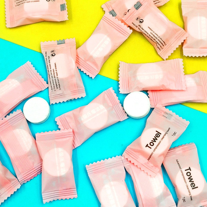 Khăn Giấy Nén Dạng Viên Kẹo Nhỏ Gọn Tiện Dụng