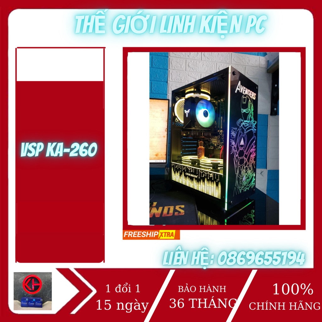 vỏ case máy tính VSP KA-260 (Avanger Led siêu đẹp) case pc