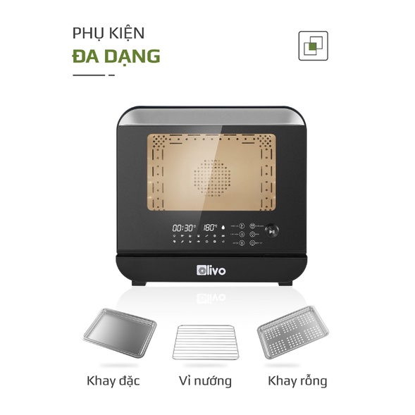 Nồi Chiên Hơi Nước OLIVO SF18 - 50 Chức Năng - Dung Tích 18L - Công Suất 2450W - Bảo Hành 24 Tháng