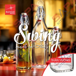 Chai thủy tinh nắp cài dáng vuông Swing(Bormioli Rocco)