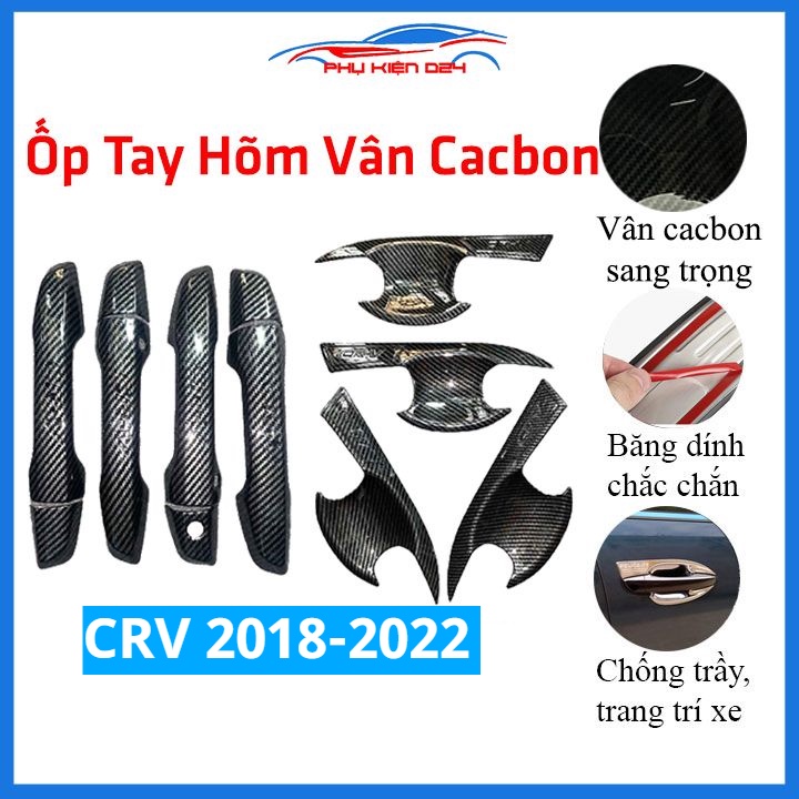 Ốp tay hõm CRV 2018-2019-2020-2021-2022 mạ crom, vân cacbon, titan chống trầy bảo vệ cửa xe ô tô