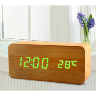 Đồng Hồ Led Để Bàn Vân Gỗ Cao Cấp