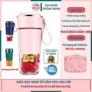Máy Xay Sinh Tố Cầm Tay Mini Đa Năng JUICER Bình Thủy Tinh Dung Tích 400mL,Pin 2000mA Sạc USB [Bảo Hành 12 Tháng]