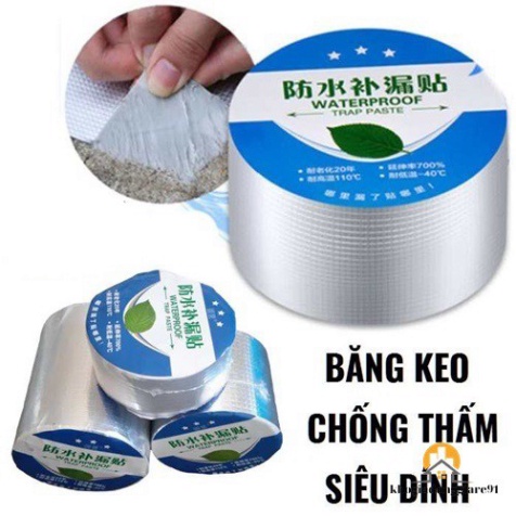 Băng Keo Chống Thấm, Băng Dính Chống Nước Dán Các Bề Tường, Quấn Ống Nước, Mái Tôn Chịu Nhiệt Chống Thấm Nước Siêu Bền