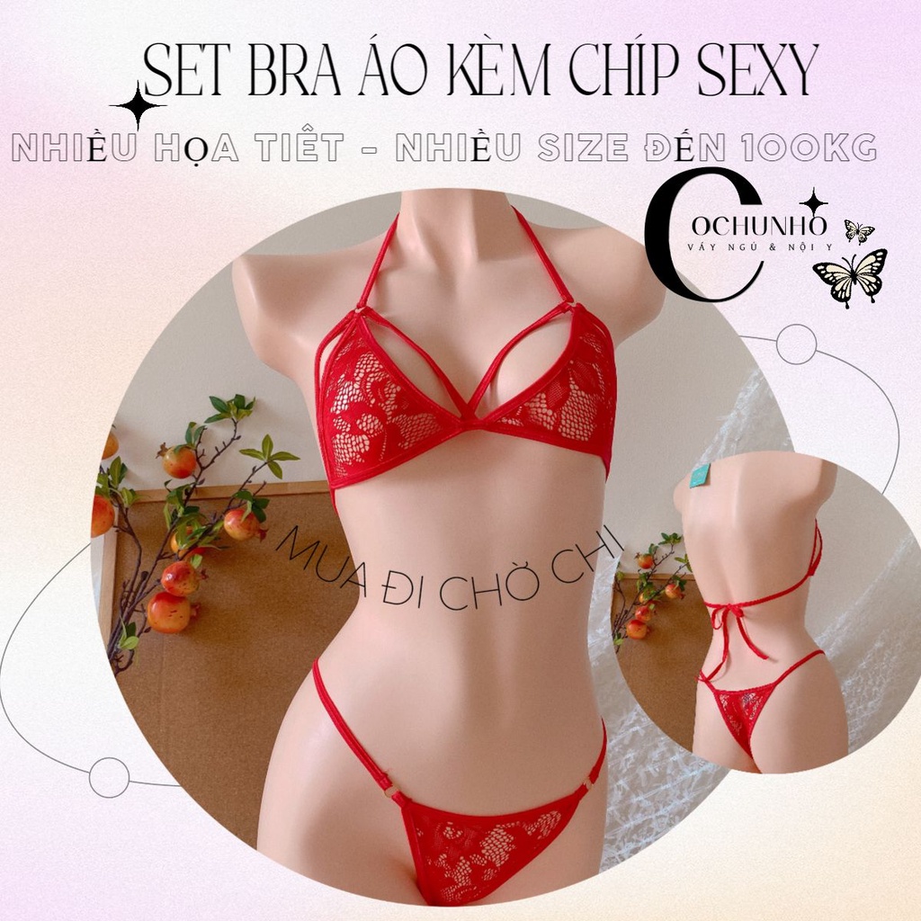 BK021 - Bộ đồ lót ren lọt khe gồm quần lót và áo lót nữ - cochunhochuyensi