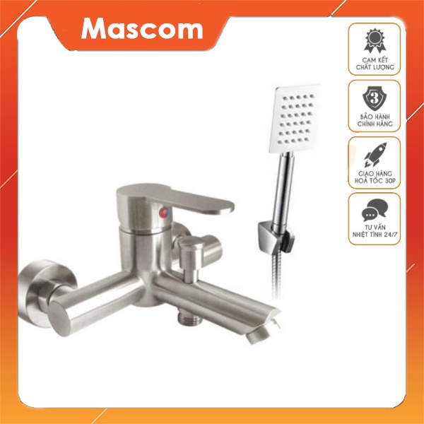 Bộ củ sen tắm nóng lạnh Inox 304 - MAS tặng kèm bộ tay sen Inox 304 vuông - Hàng chính hãng bảo hành 12 tháng