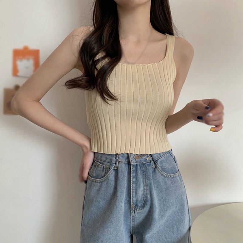 Áo Hai Dây Dệt Kim Hở Lưng Quyến Rũ Cho Nữ