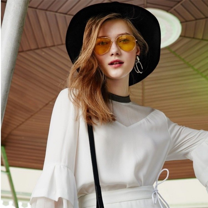 Kính Mát gọng khung kim loại -màu ombre ống kính-chống tia UV400-cổ điển phong cách Hàn Quốc cho nam và nữ