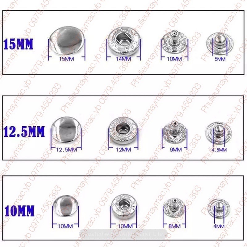 Cúc dập 4 thành phần 15 li- gói 40 bộ