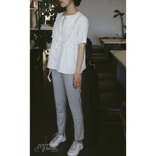 Quần Tây Tweed Nữ Màu Xám