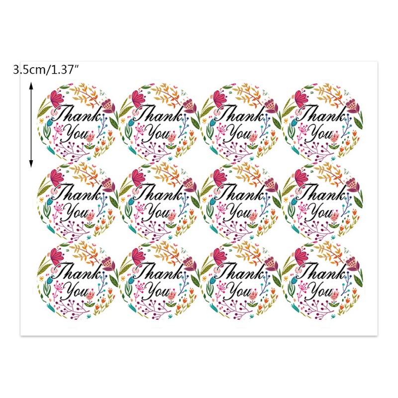 Set 60 Tờ Nhãn Dán Tròn In Chữ Thank You Nhiều Màu Sắc