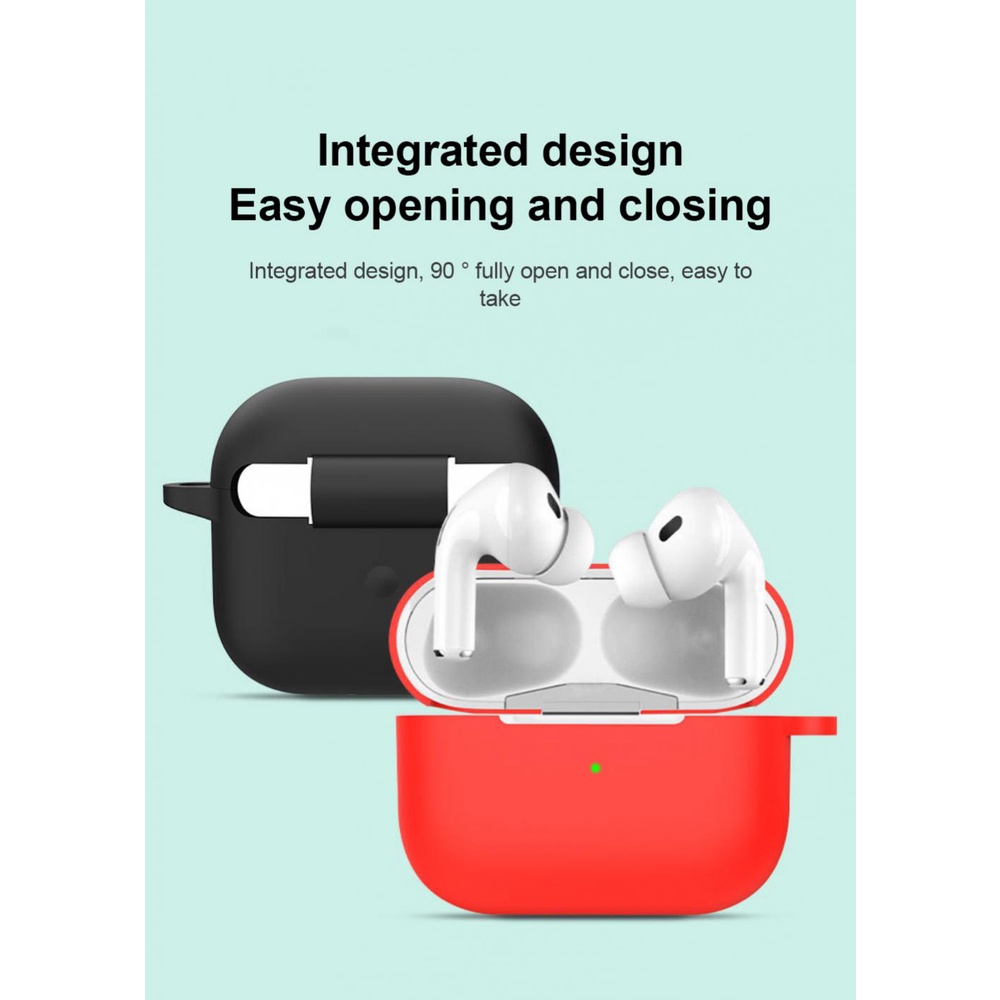 Vỏ Bảo Vệ Hộp Sạc Tai Nghe Bluetooth Không Dây Apple Airpods pro 2 2022 Bằng Silicon Chống Sốc Màu Trơn Có Móc Treo