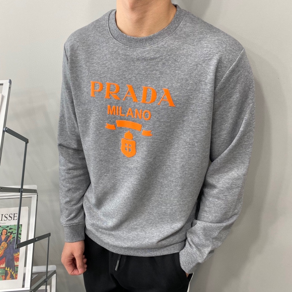 Áo Sweater Prada Tay Dài Cổ Tròn In Chữ Thời Trang Cho Nam Và Nữ