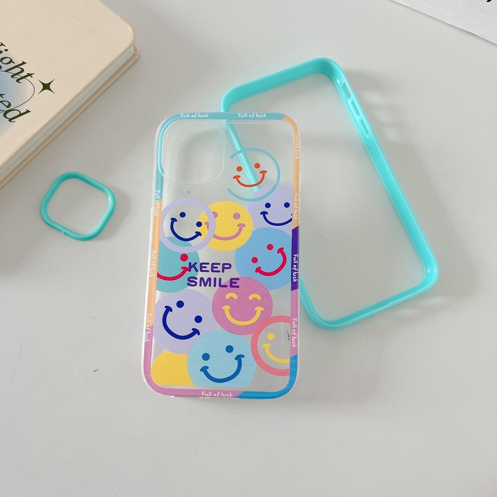 Ốp Điện Thoại TPU Silicon Mềm Trong Suốt Hình Mặt Cười Và Cầu Vồng 3 Trong 1 Cho iPhone 13 12 11 Pro Max XS XR 8 7 Plus