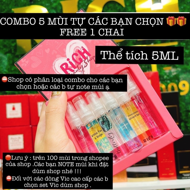 AUTH COMBO SET 5 MÙI TẶNG 1  - Xịt Thơm Body Mist Toàn Thân Bath & Body Works Usa