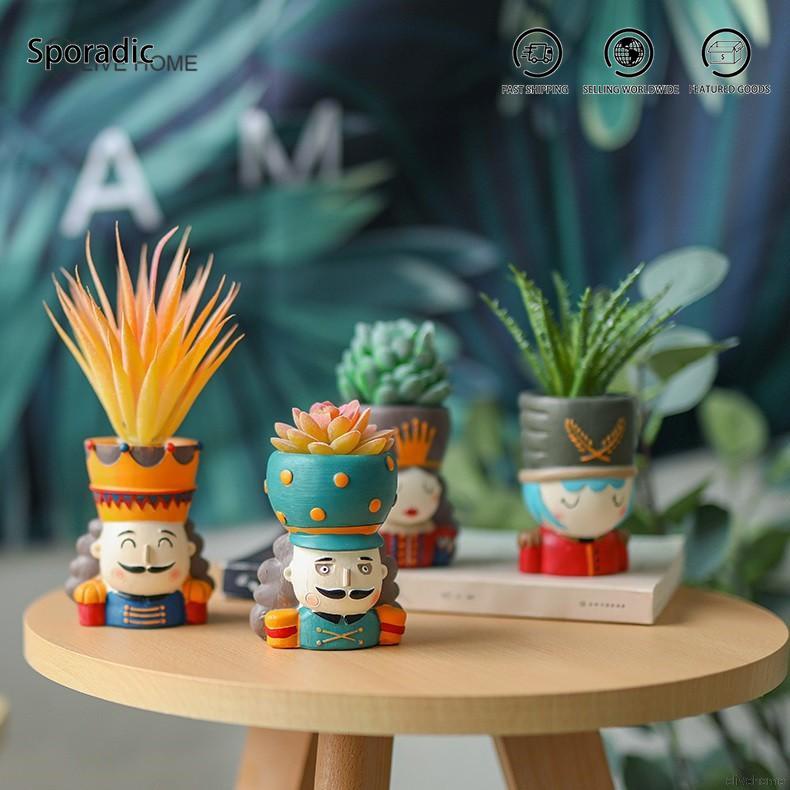Chậu trồng cây mọng nước bằng nhựa resin hình bé trai/bé gái dễ thương trang trí nhà cửa