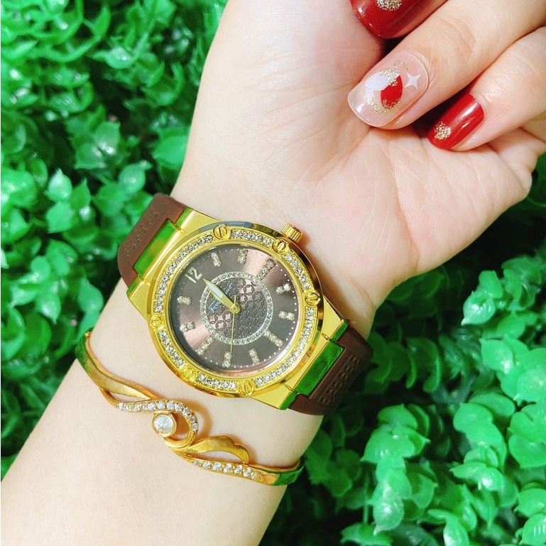 Đồng Hồ Nữ FER Dây Cao Su Trắng Mặt Đính Đá Siêu Đẹp