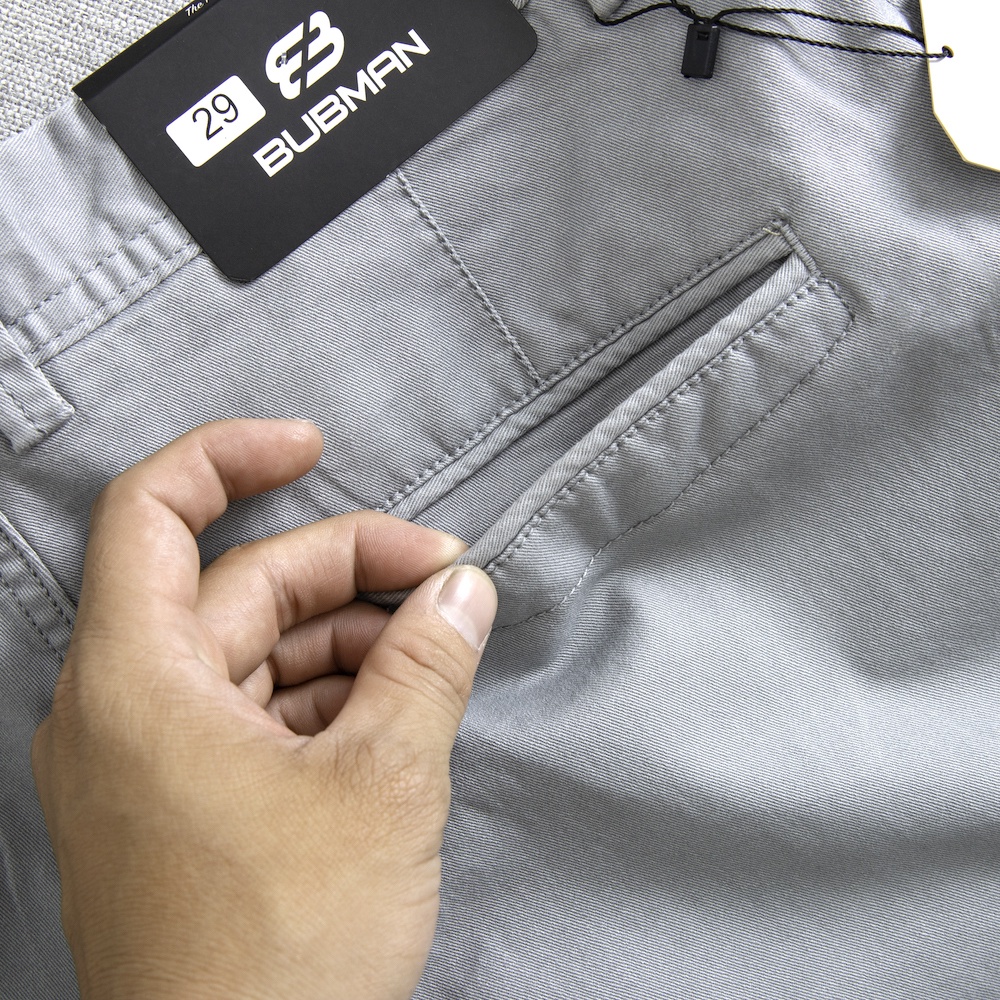 Quần short Kaki Garment màu xám co giãn, năng động, trẻ trung - Bubman