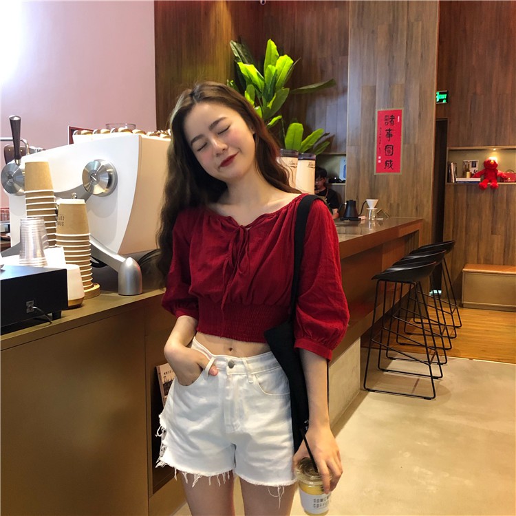 Xiaozhainv Áo trễ vai kiểu dáng sexy theo phong cách Hàn Quốc | BigBuy360 - bigbuy360.vn