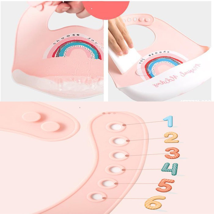 [Haobaby2018] Yếm ăn dặm silicon 3D có máng, siêu mềm cao cấp cho bé ăn dặm kiểu nhật BLW