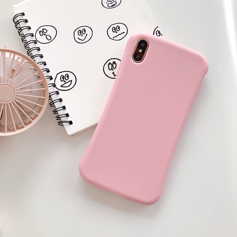 Ốp điện thoại màu trơn đơn giản có đường cong cho iPhone6plus 78plus ixs max | BigBuy360 - bigbuy360.vn