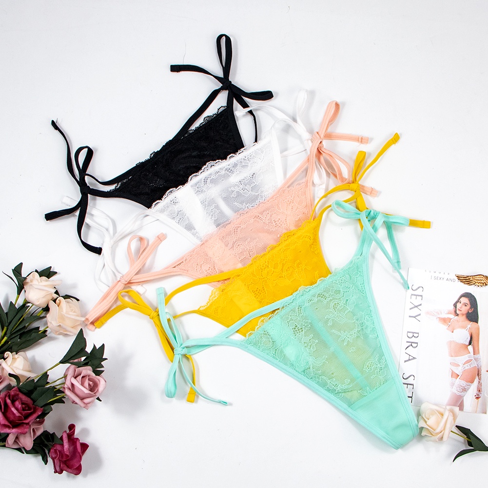 Bộ 3 quần lót lọt khe VARSBABY N130 phối ren xuyên thấu thời trang quyến rũ độc đáo cho nữ