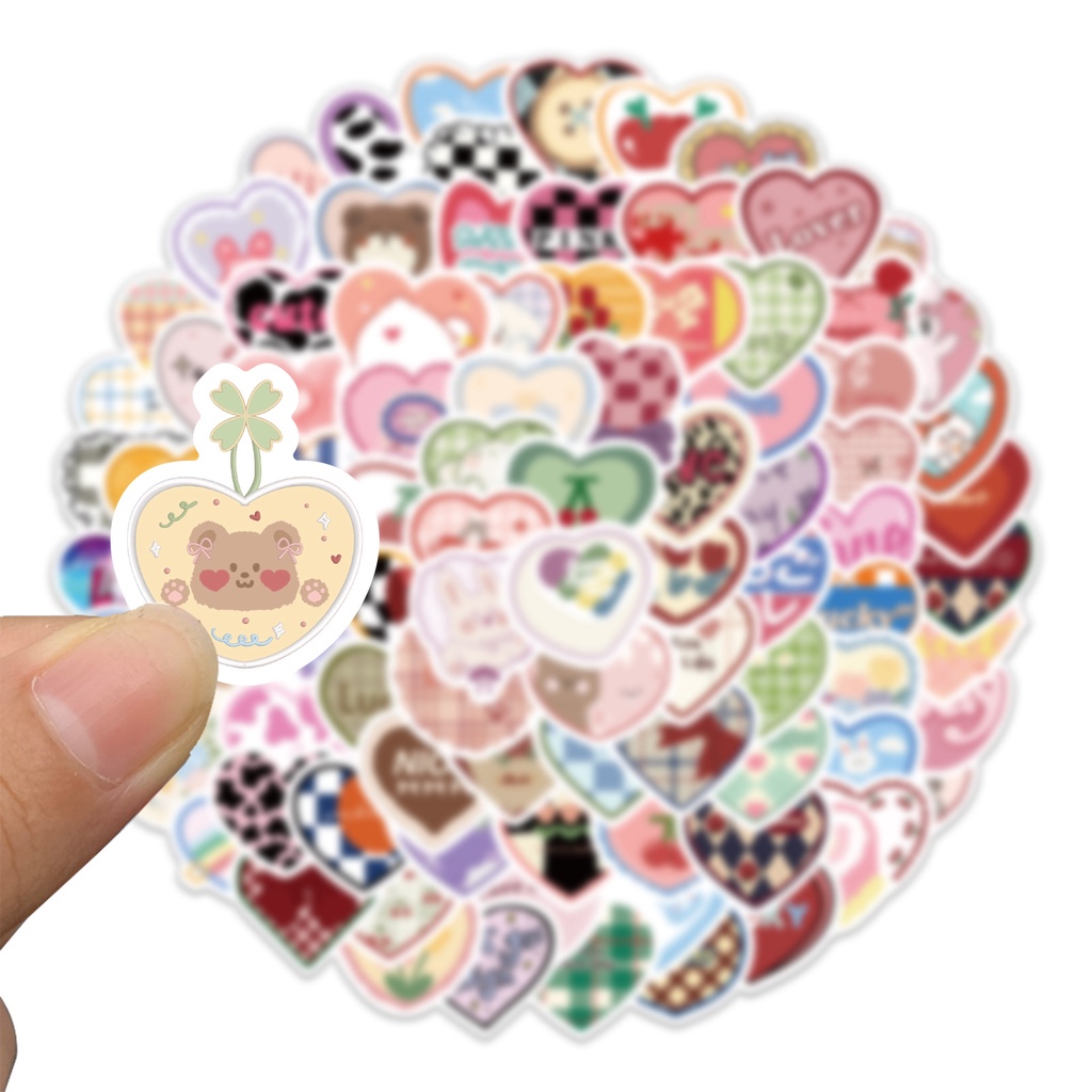 Set 100/50 Sticker Chống Thấm Nước Hình Gấu Hoạt Hình Dễ Thương Dán Trang Trí Điện Thoại
